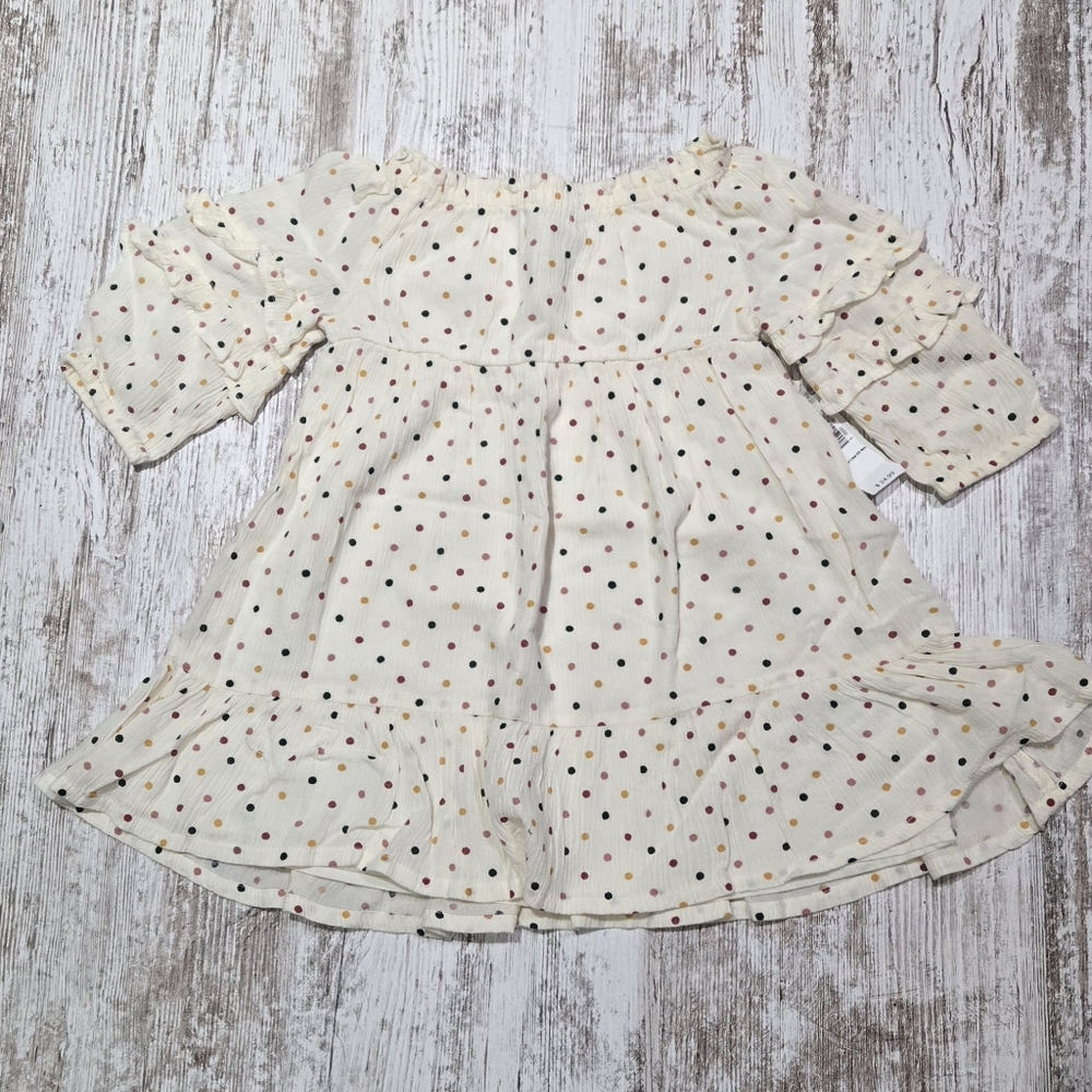 Old Navy Cream Dress with Colorful Dots